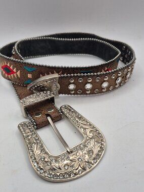 Aztec-inspired embroidery and rhinestone embellishments Belt